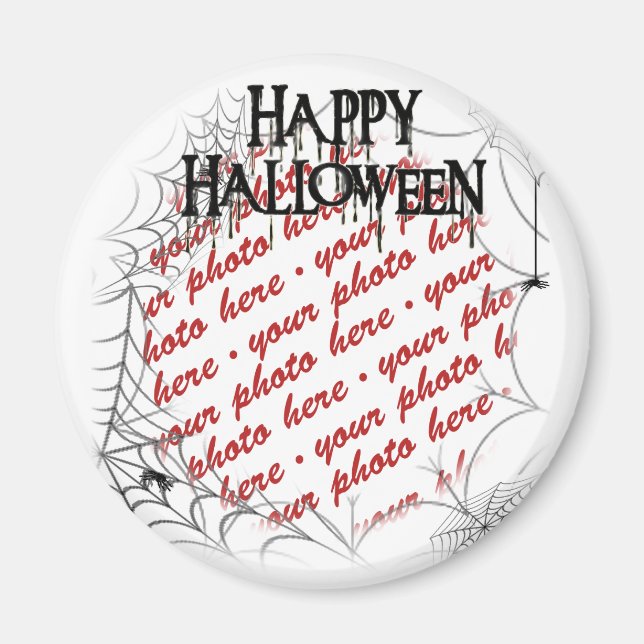 Spiderwebs in the Corner Halloween Photo Frame Magnet (Front)