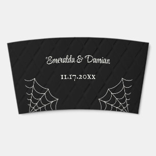 Spiderwebs Ivory Web on Black Goth Wedding Coffee Cup Sleeve
