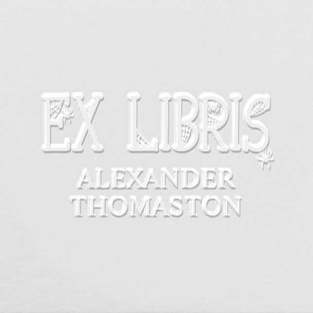 Spiderwebs with Hanging Spiders on Ex Libris Text Embosser (Design)
