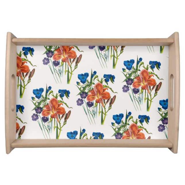 Spiderwort and Daylily Serving Tray (Front)