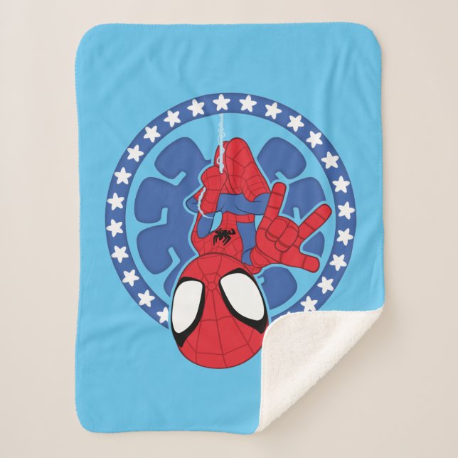 Spidey Americana Spider Icon Sherpa Blanket (Front)