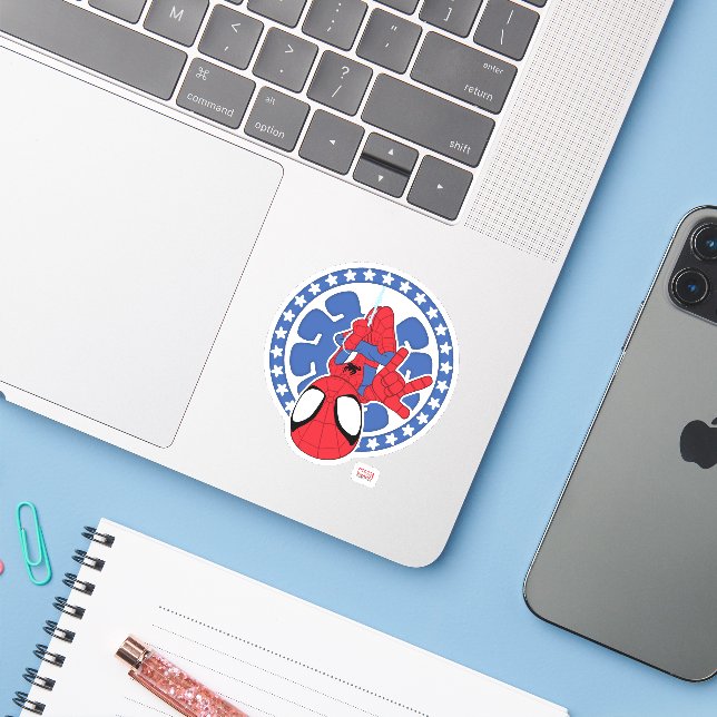 Spidey Americana Spider Icon Sticker (Laptop w/ iPhone)