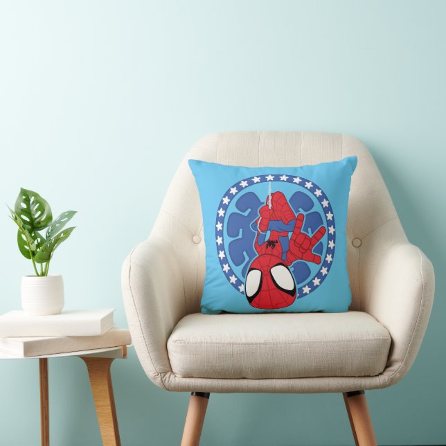 Spidey Americana Spider Icon Throw Pillow (Chair)