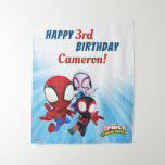 Spidey and His Amazing Friends Birthday I Tapestry<br><div class="desc">Celebrate your child's Birthday with this awesome Spidey wall tapestry. Personalize by adding your child's name and age!</div>