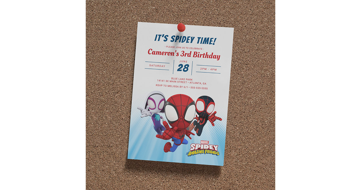 spidey birthday invite Template