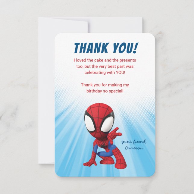 Spidey and His Amazing Friends Birthday Thank You Invitation (Front)