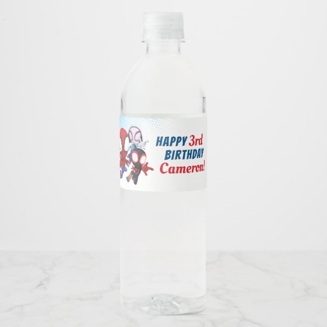 Spidey and His Amazing Friends Birthday Water Bottle Label (Front)