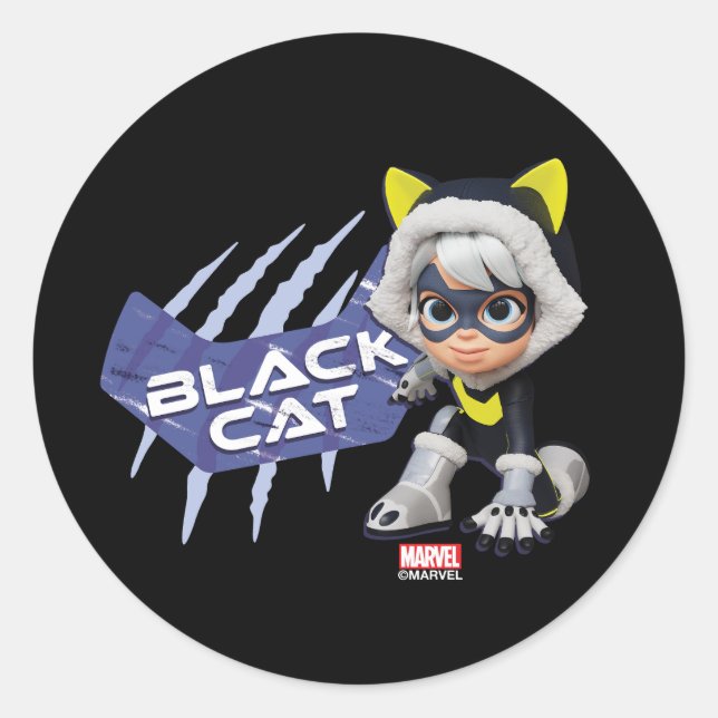 Spidey and his Amazing Friends Black Cat Classic R Round Sticker (Front)