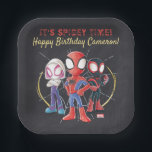 Spidey and His Amazing Friends Chalkboard Birthday Paper Plates<br><div class="desc">Celebrate your child's Birthday with these awesome Spidey and His Amazing Friends Birthday plates. Personalize by adding your child's name or custom text!</div>