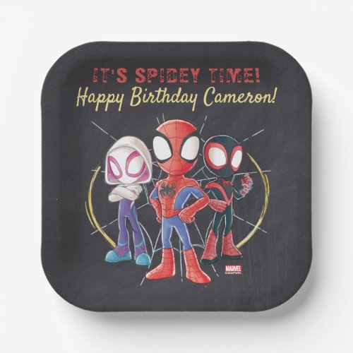 Spidey and His Amazing Friends Chalkboard Birthday Paper Plates