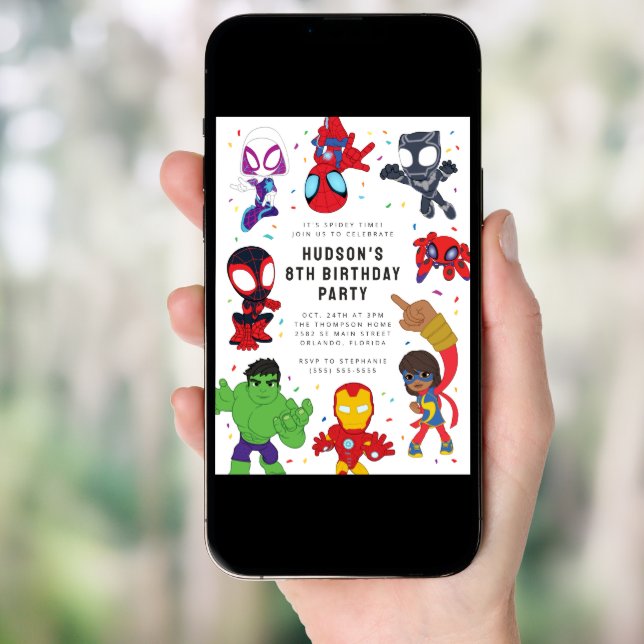 Spidey and His Amazing Friends Confetti Birthday Invitation (Front Digital)