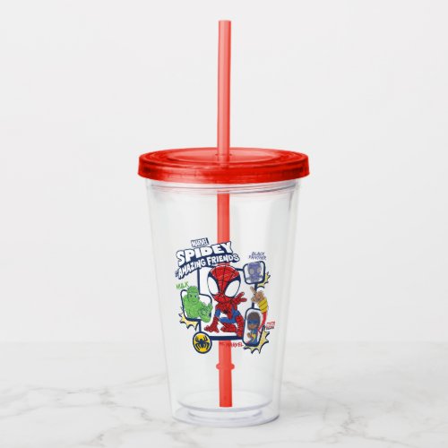 Spidey and his Amazing Friends Crayon Graphic Acrylic Tumbler