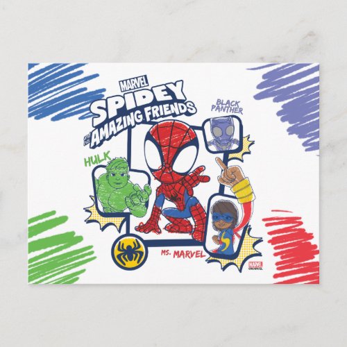 Spidey and his Amazing Friends Crayon Graphic Postcard