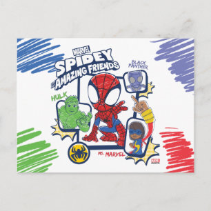 Spidey and his Amazing Friends Crayon Graphic Postcard