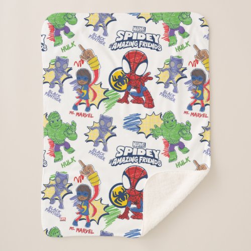 Spidey and his Amazing Friends Crayon Graphic Sherpa Blanket