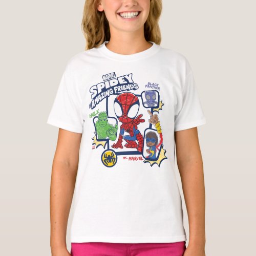 Spidey and his Amazing Friends Crayon Graphic T_Shirt