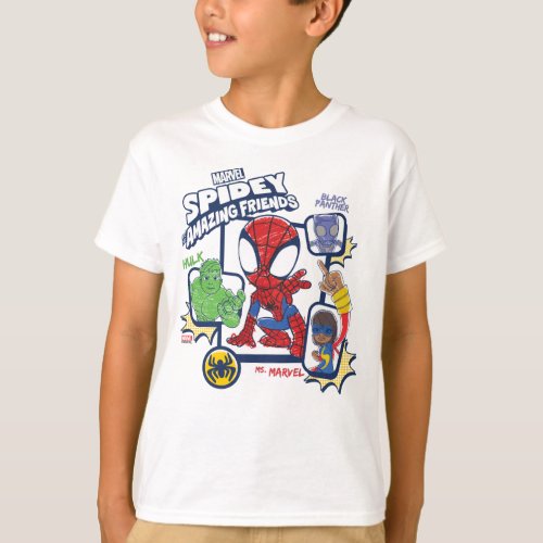 Spidey and his Amazing Friends Crayon Graphic T_Shirt