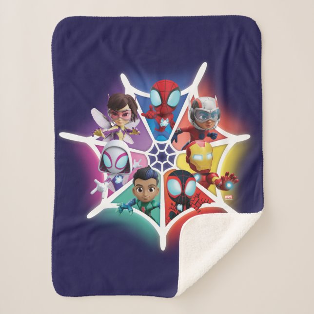 Spidey and his Amazing Friends Glowing Web Graphic Sherpa Blanket (Front)