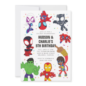 Spidey and His Amazing Friends Twin Birthday Invitation