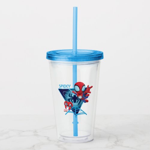 Spidey and TRACE_E Glow Webs Glow Acrylic Tumbler
