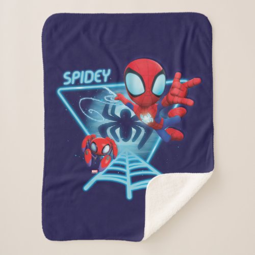Spidey and TRACE_E Glow Webs Glow Sherpa Blanket
