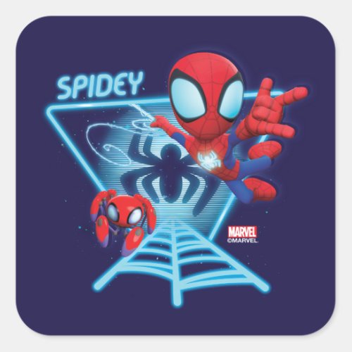Spidey and TRACE_E Glow Webs Glow Square Sticker