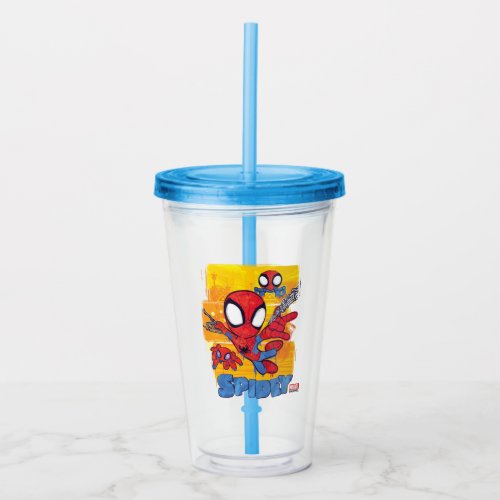 Spidey and TRACE_E Spidey Swing City Sketch Acrylic Tumbler