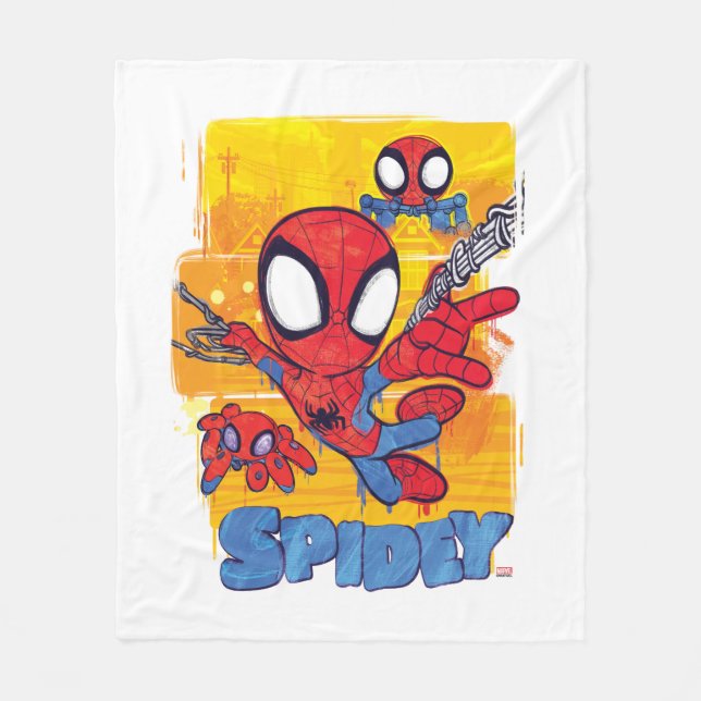 Spidey and TRACE-E Spidey Swing City Sketch Fleece Blanket (Front)