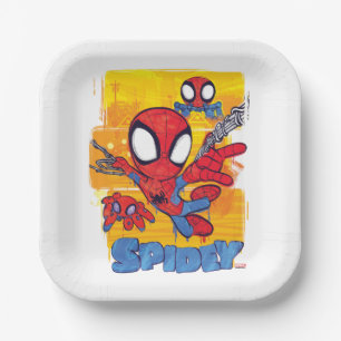 Spidey and TRACE-E Spidey Swing City Sketch Paper Plates