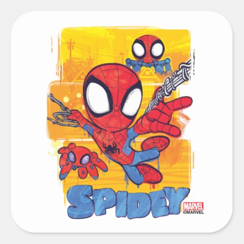 Spidey and TRACE_E Spidey Swing City Sketch Square Sticker
