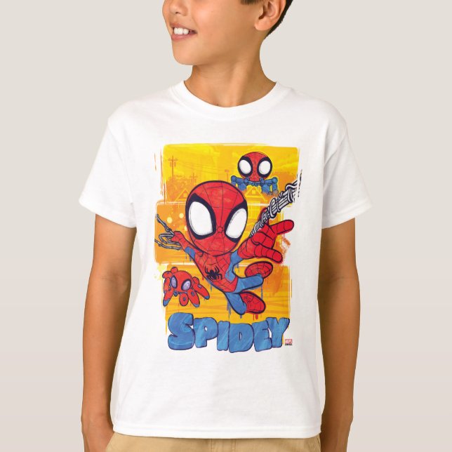 Spidey and TRACE-E Spidey Swing City Sketch T-Shir T-Shirt (Front)