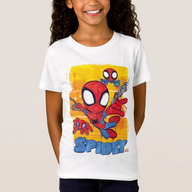 Spidey and TRACE-E Spidey Swing City Sketch T-Shir T-Shirt (Front)