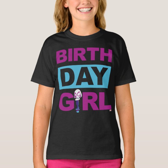 Spidey Birthday Girl Ghost-Spider T-Shirt (Front)