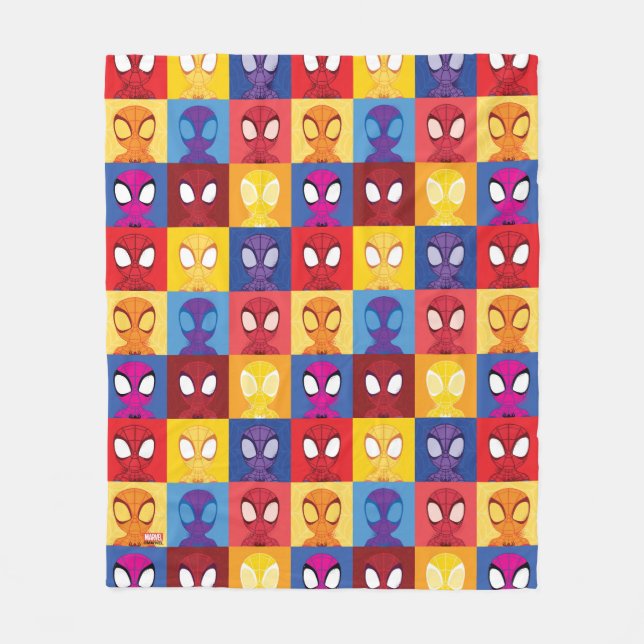 Spidey Color Block Pattern Spidey-Sense Fleece Blanket (Front)