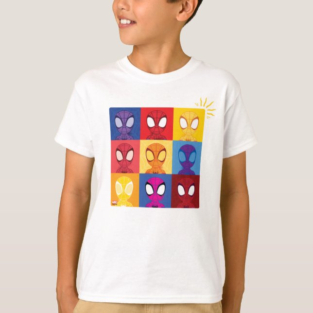 Spidey Color Block Pattern Spidey-Sense T-Shirt (Front)