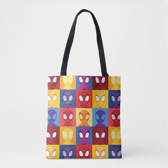 Spidey Color Block Pattern Spidey-Sense Tote Bag (Front)