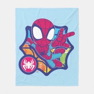 Spidey Comic-Style Web Graphic Fleece Blanket