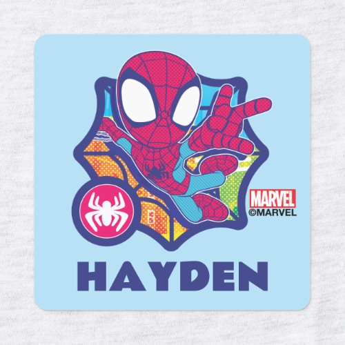 Spidey Comic_Style Web Graphic Kids Labels