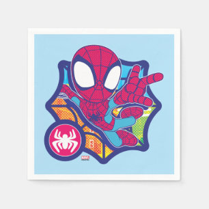 Spidey Comic-Style Web Graphic Napkins