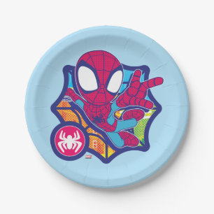 Spidey Comic-Style Web Graphic Paper Plates