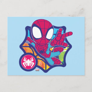 Spidey Comic-Style Web Graphic Postcard