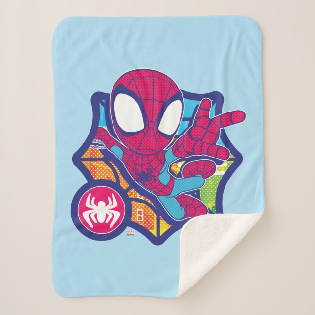 Spidey Comic-Style Web Graphic Sherpa Blanket (Front)