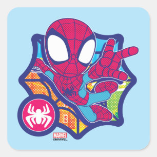 Spidey Comic-Style Web Graphic Square Sticker