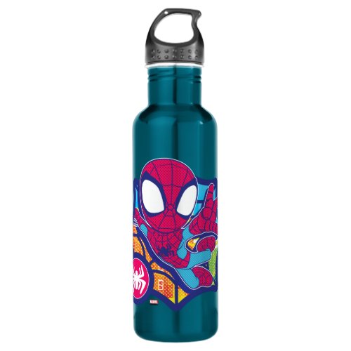 Spidey Comic_Style Web Graphic Stainless Steel Water Bottle