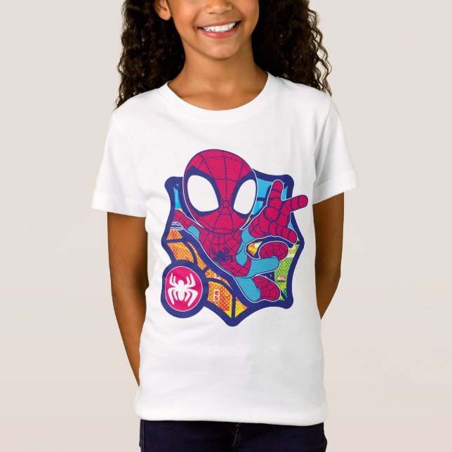 Spidey Comic-Style Web Graphic T-Shirt (Front)