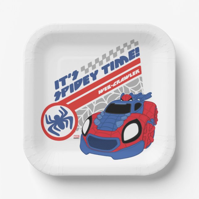 Spidey Driving His Web-Crawler Paper Plates (Front)