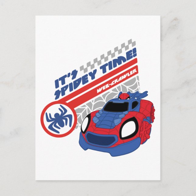 Spidey Driving His Web-Crawler Postcard (Front)