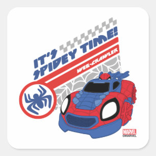 Spidey Driving His Web-Crawler Square Sticker