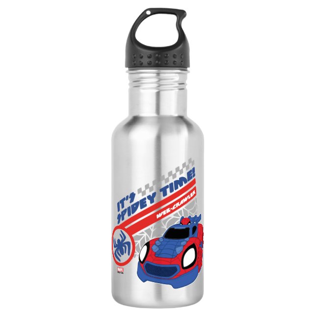 Spidey Driving His Web-Crawler Stainless Steel Water Bottle (Front)