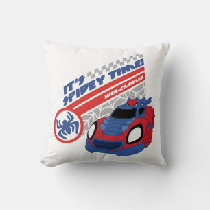 Spidey Driving His Web-Crawler Throw Pillow